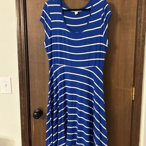 Old Navy Blue and White Striped Maxi Dress